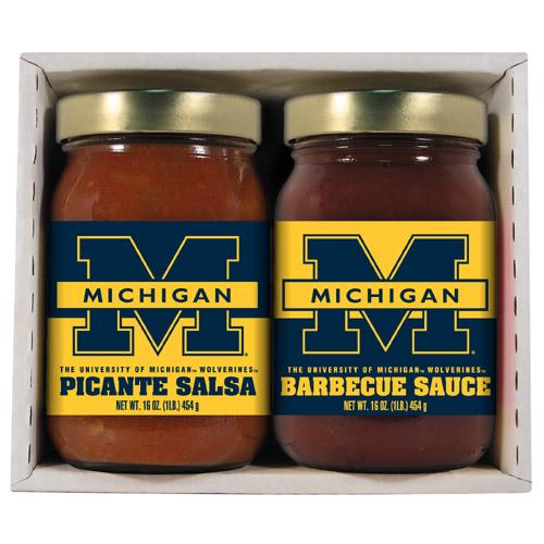 Michigan Wolverines Ncaa Double Play (16oz Bbq Sauce, 16oz Picante Salsa)