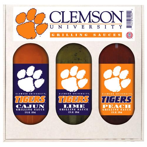 Clemson Tigers Ncaa Grilling Gift Set (12oz Cajun, 12oz Lime, 12oz Peach)