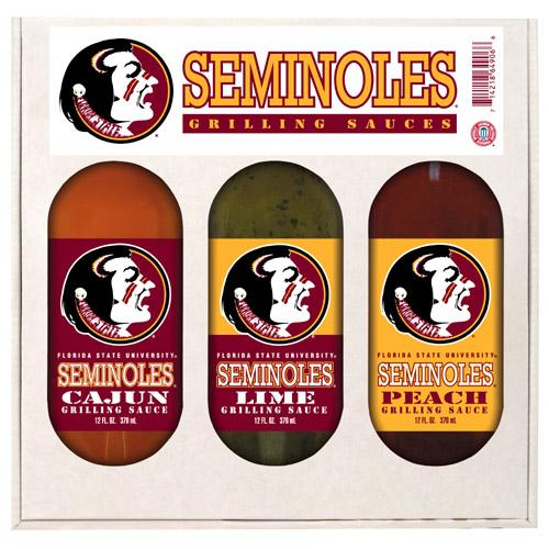 Florida State Seminoles Ncaa Grilling Gift Set (12oz Cajun, 12oz Lime, 12oz Peach)