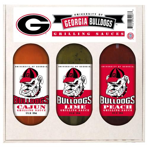 Georgia Bulldogs Ncaa Grilling Gift Set (12oz Cajun, 12oz Lime, 12oz Peach)