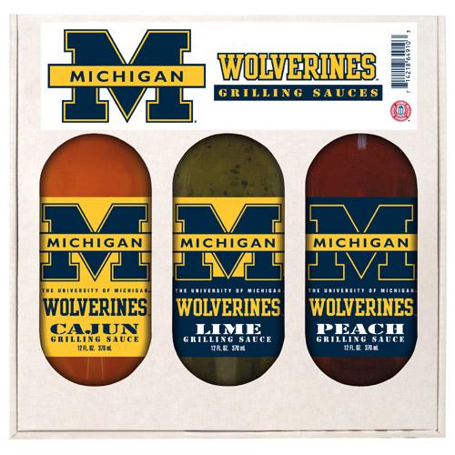 Michigan Wolverines Ncaa Grilling Gift Set (12oz Cajun, 12oz Lime, 12oz Peach)