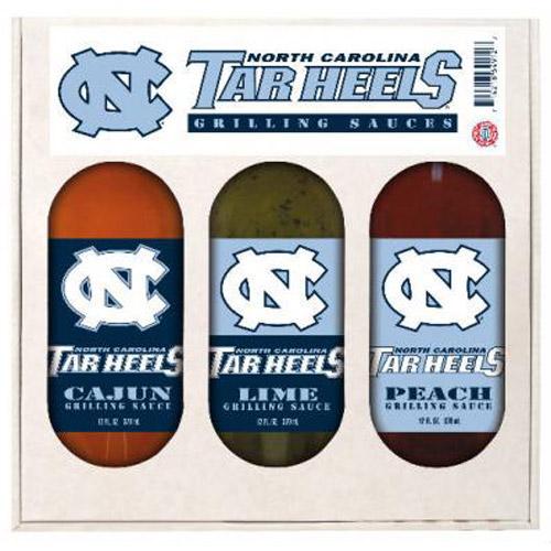 North Carolina Tar Heels Ncaa Grilling Gift Set (12oz Cajun, 12oz Lime, 12oz Peach)