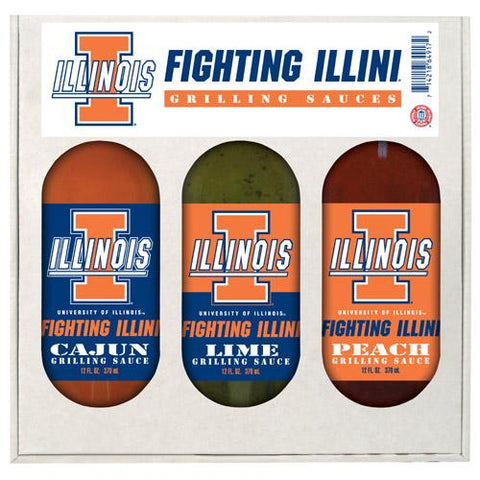 Illinois Fighting Illini Ncaa Grilling Gift Set (12oz Cajun, 12oz Lime, 12oz Peach)