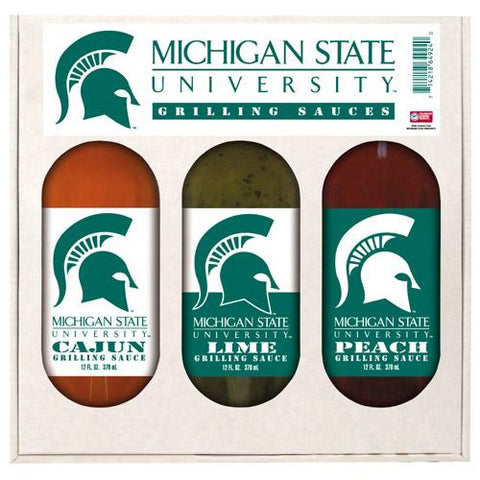 Michigan State Spartans Ncaa Grilling Gift Set (12oz Cajun, 12oz Lime, 12oz Peach)