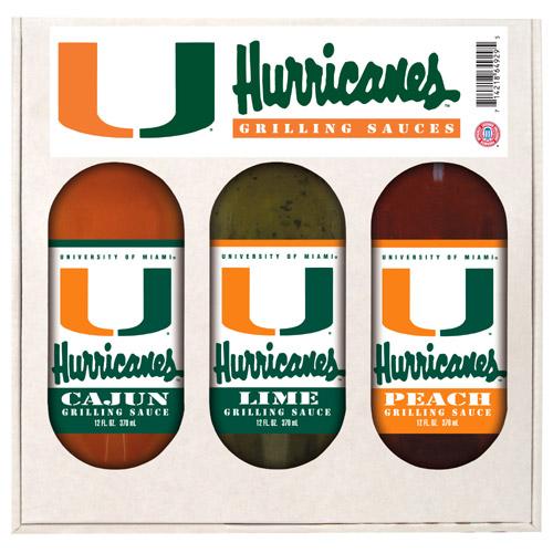 Miami Hurricanes Ncaa Grilling Gift Set (12oz Cajun, 12oz Lime, 12oz Peach)