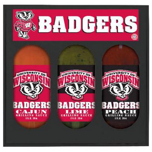 Wisconsin Badgers Ncaa Grilling Gift Set (12oz Cajun, 12oz Lime, 12oz Peach)