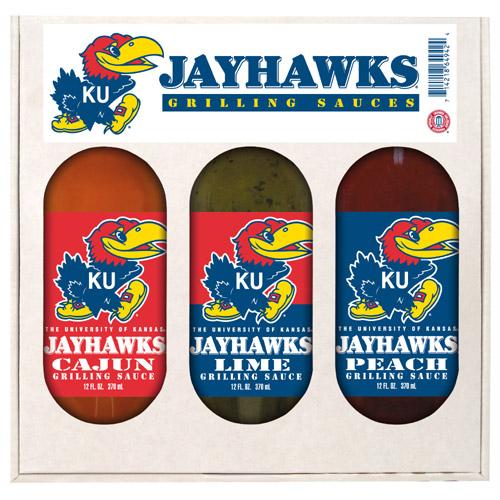 Kansas Jayhawks Ncaa Grilling Gift Set (12oz Cajun, 12oz Lime, 12oz Peach)