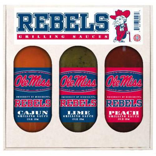 Mississippi Rebels Ncaa Grilling Gift Set (12oz Cajun, 12oz Lime, 12oz Peach)