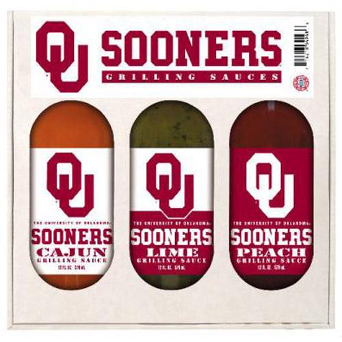 Oklahoma Sooners Ncaa Grilling Gift Set (12oz Cajun, 12oz Lime, 12oz Peach)