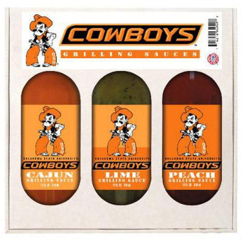 Oklahoma State Cowboys Ncaa Grilling Gift Set (12oz Cajun, 12oz Lime, 12oz Peach)