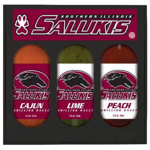 Southern Illinois Salukis Ncaa Grilling Gift Set (12oz Cajun, 12oz Lime, 12oz Peach)