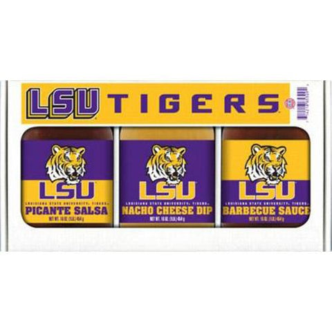 Lsu Tigers Ncaa Triple Play Gift Set (16oz Bbq Sauce, 16oz Picante Salsa, 16oz Cheeze Dip)