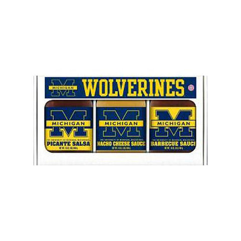 Michigan Wolverines Ncaa Triple Play Gift Set (16oz Bbq Sauce, 16oz Picante Salsa, 16oz Cheeze Dip)