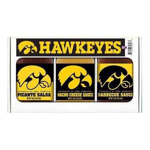 Iowa Hawkeyes Ncaa Triple Play Gift Set (16oz Bbq Sauce, 16oz Picante Salsa, 16oz Cheeze Dip)