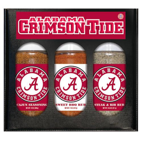 Alabama Crimson Tide Ncaa Boxed Set Of 3 (cajun Seas,stk-rib Rub, Bbq Rub)