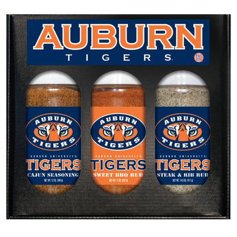 Auburn Tigers Ncaa Boxed Set Of 3 (cajun Seas,stk-rib Rub, Bbq Rub)
