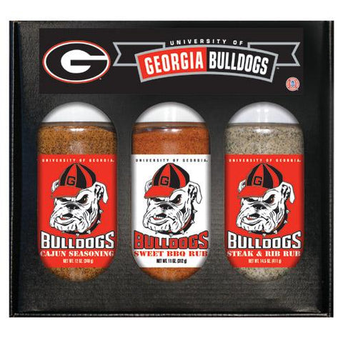 Georgia Bulldogs Ncaa Boxed Set Of 3 (cajun Seas,stk-rib Rub, Bbq Rub)