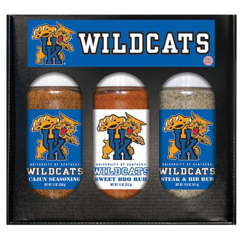 Kentucky Wildcats Ncaa Boxed Set Of 3 (cajun Seas,stk-rib Rub, Bbq Rub)
