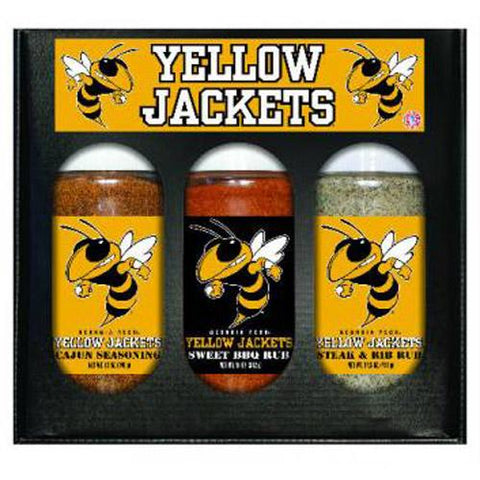 Georgia Tech Yellowjackets Ncaa Boxed Set Of 3 (cajun Seas,stk-rib Rub, Bbq Rub)