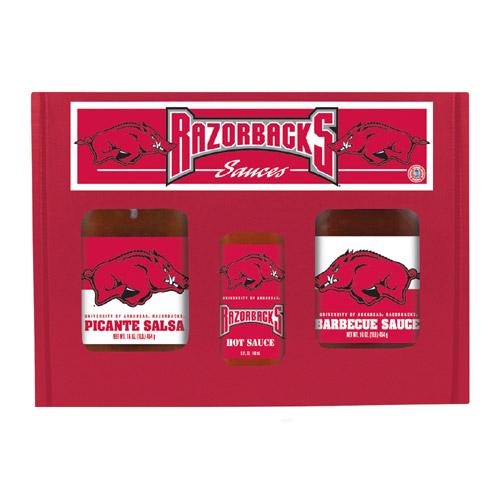 Arkansas Razorbacks Ncaa Tailgate Kit (5oz Hot Sauce, 16oz Bbq Sauce, 16oz Picante Salsa)