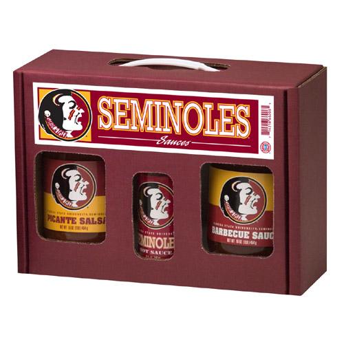 Florida State Seminoles Ncaa Tailgate Kit (5oz Hot Sauce, 16oz Bbq Sauce, 16oz Picante Salsa)