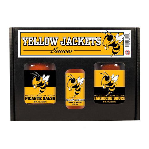 Georgia Tech Yellowjackets Ncaa Tailgate Kit (5oz Hot Sauce, 16oz Bbq Sauce, 16oz Picante Salsa)