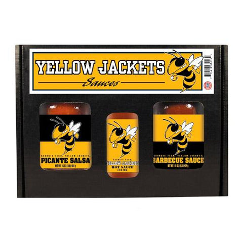 Georgia Tech Yellowjackets Ncaa Tailgate Kit (5oz Hot Sauce, 16oz Bbq Sauce, 16oz Picante Salsa)