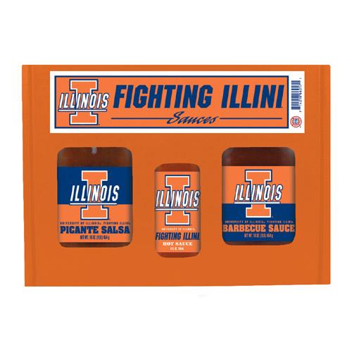 Illinois Fighting Illini Ncaa Tailgate Kit (5oz Hot Sauce, 16oz Bbq Sauce, 16oz Picante Salsa)