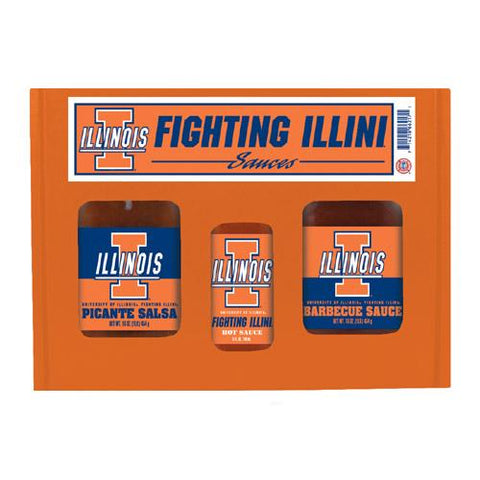 Illinois Fighting Illini Ncaa Tailgate Kit (5oz Hot Sauce, 16oz Bbq Sauce, 16oz Picante Salsa)