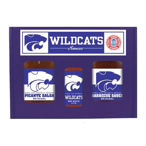 Kansas State Wildcats Ncaa Tailgate Kit (5oz Hot Sauce, 16oz Bbq Sauce, 16oz Picante Salsa)