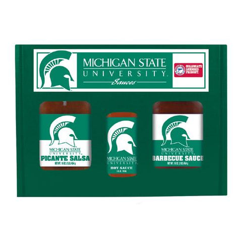 Michigan State Spartans Ncaa Tailgate Kit (5oz Hot Sauce, 16oz Bbq Sauce, 16oz Picante Salsa)