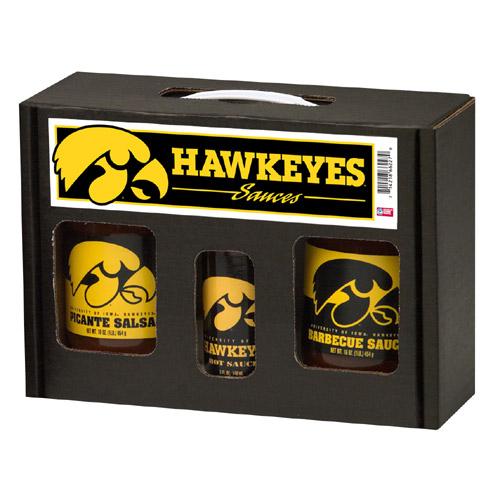 Iowa Hawkeyes Ncaa Tailgate Kit (5oz Hot Sauce, 16oz Bbq Sauce, 16oz Picante Salsa)