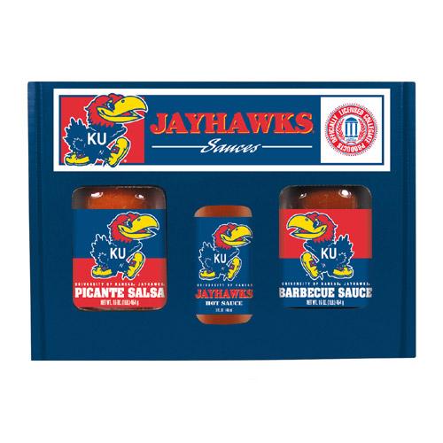 Kansas Jayhawks Ncaa Tailgate Kit (5oz Hot Sauce, 16oz Bbq Sauce, 16oz Picante Salsa)