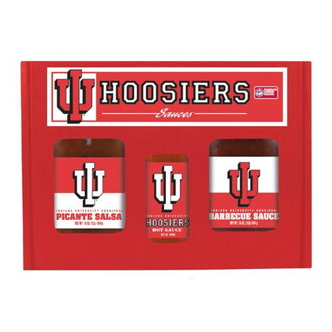 Indiana Hoosiers Ncaa Tailgate Kit (5oz Hot Sauce, 16oz Bbq Sauce, 16oz Picante Salsa)