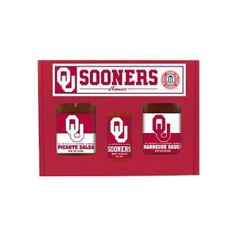 Oklahoma Sooners Ncaa Tailgate Kit (5oz Hot Sauce, 16oz Bbq Sauce, 16oz Picante Salsa)