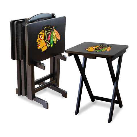 Chicago Blackhawks NHL TV Tray Set with Rack