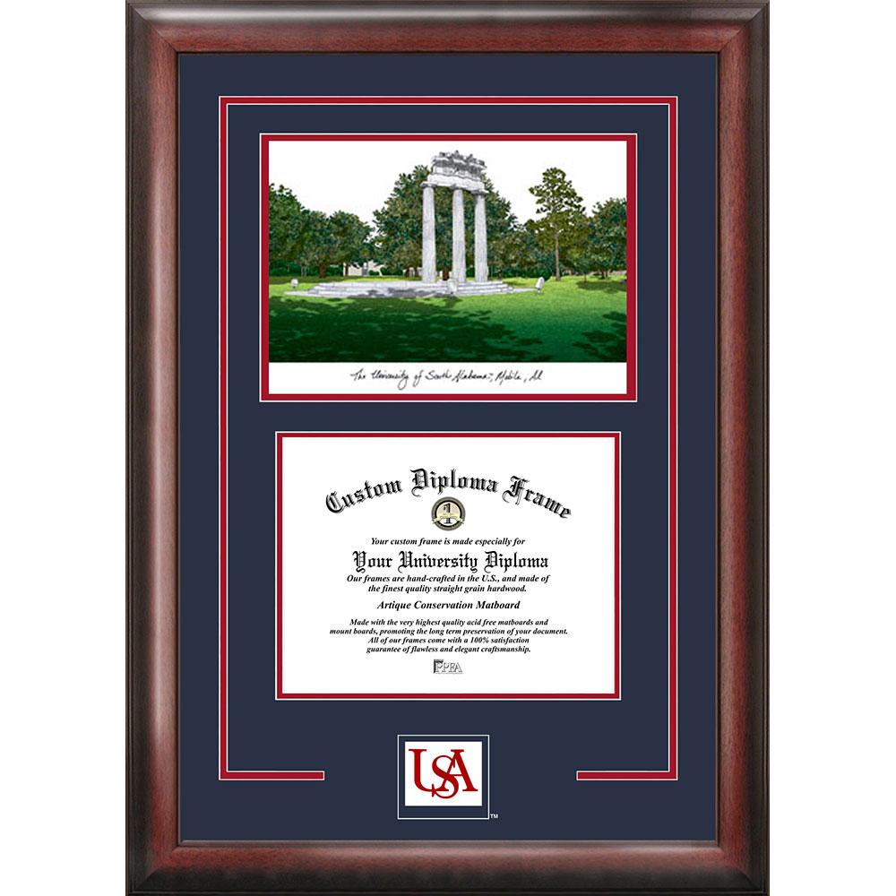 University Of South Alabama "spirit" Graduate Frame With Campus Image