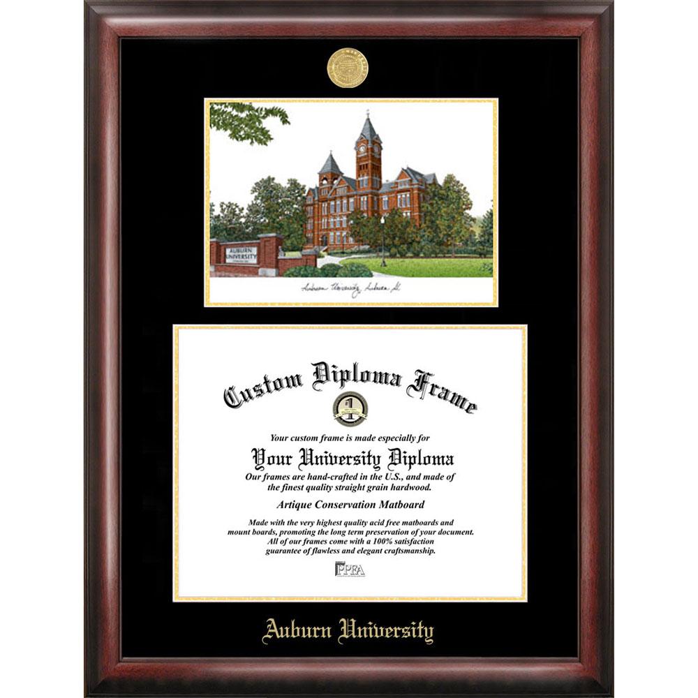 Auburn University Gold Embossed Diploma Frame With Limited Edition Lithograph