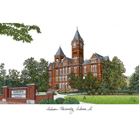 Auburn University Campus Images Lithograph Print