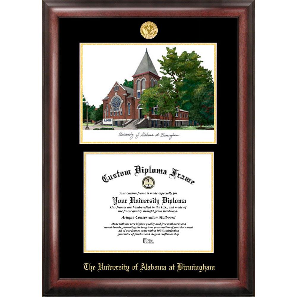 University Of Alabama, Birmingham Gold Embossed Diploma Frame With Limited Edition Lithograph