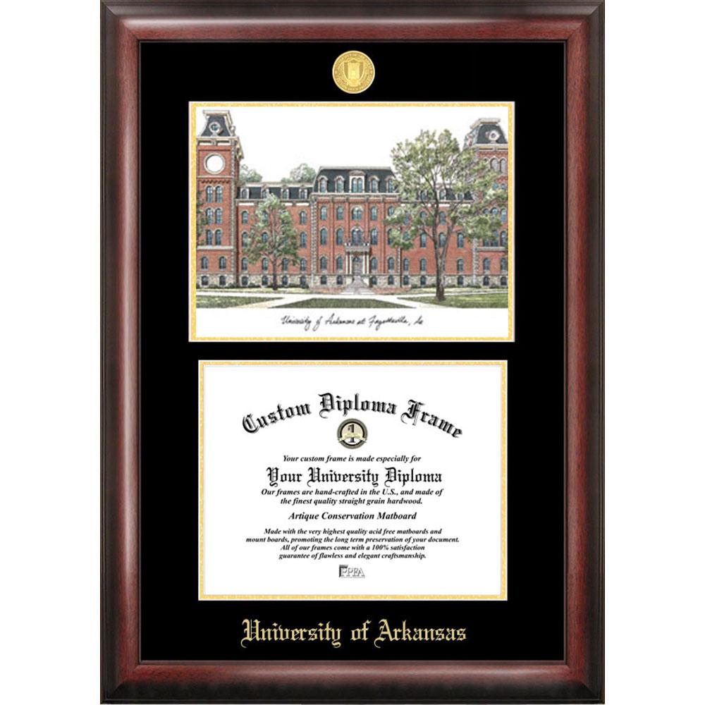 University Of Arkansas Gold Embossed Diploma Frame With Limited Edition Lithograph