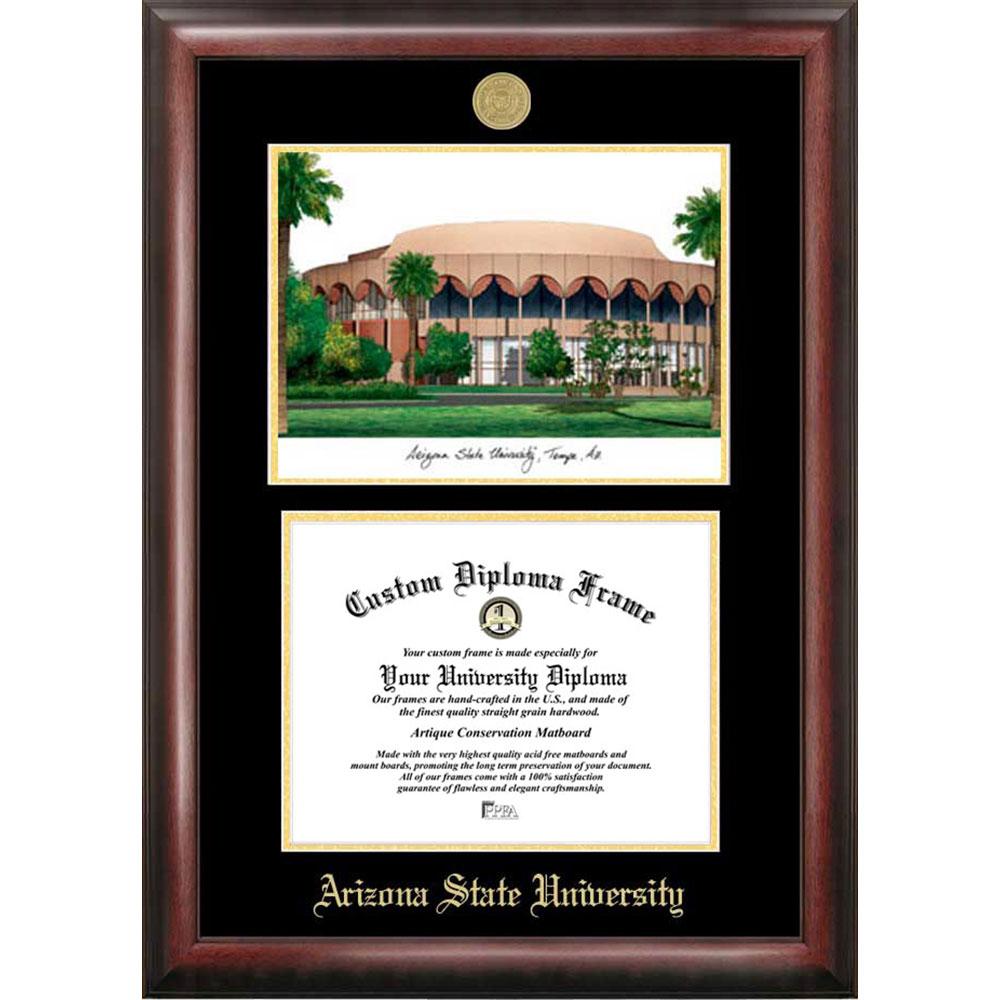 Arizona State University Gold Embossed Diploma Frame With Limited Edition Lithograph