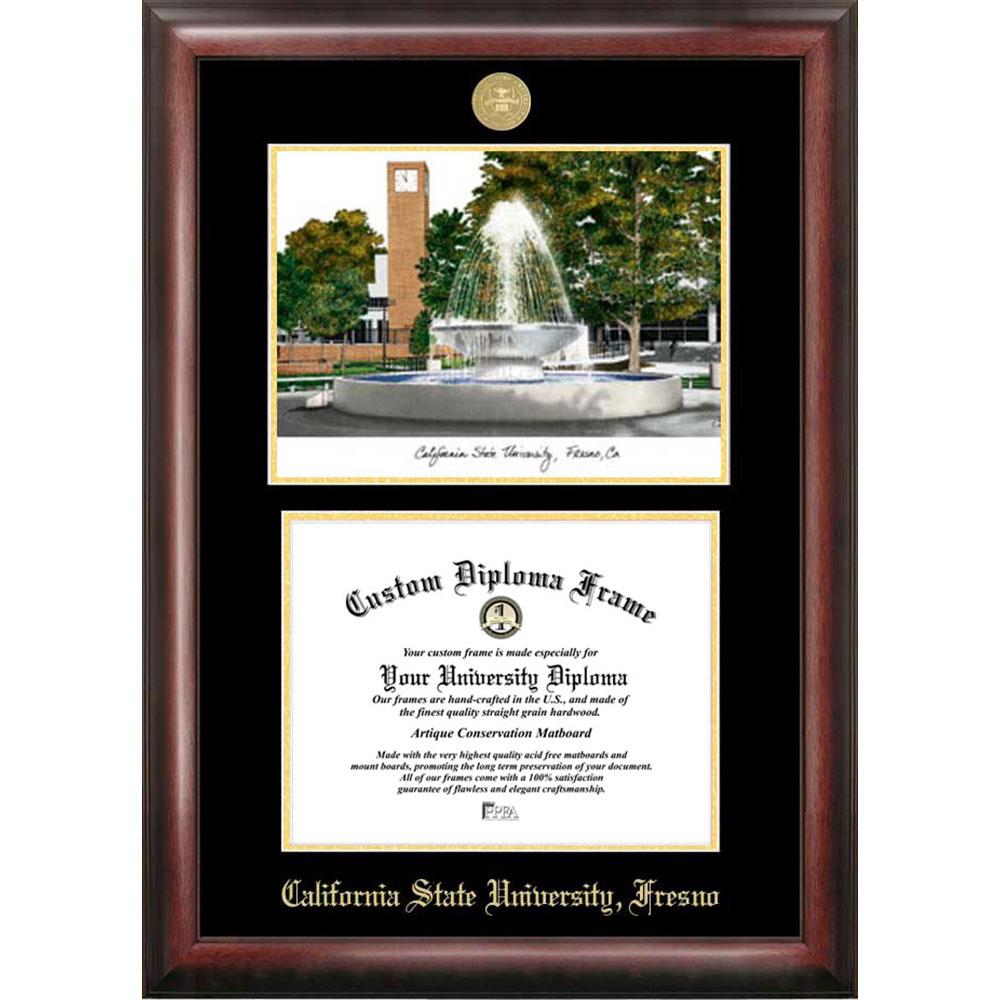 California State University, Fresno Gold Embossed Diploma Frame With Limited Edition Lithograph