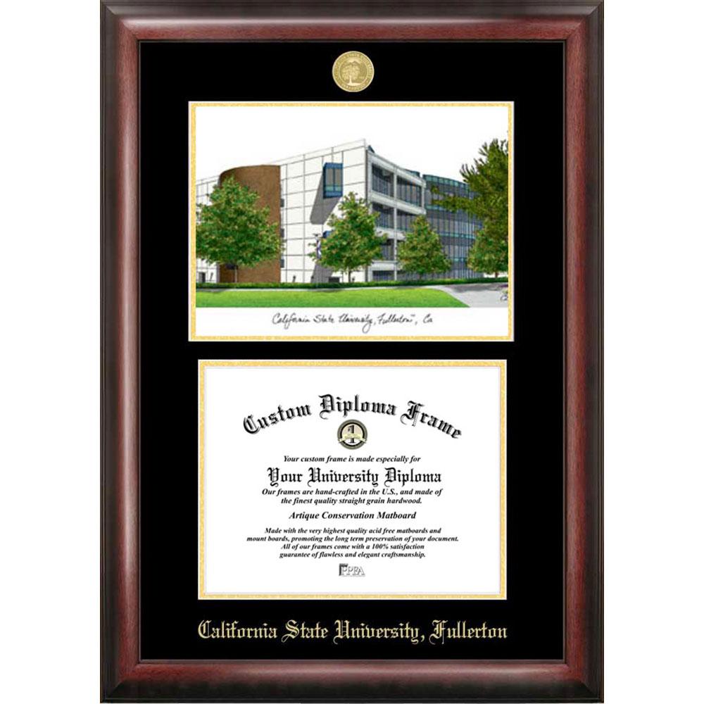 California State University, Fullerton Gold Embossed Diploma Frame With Limited Edition Lithograph