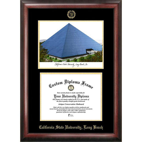 California State University, Long Beach Gold Embossed Diploma Frame With Limited Edition Lithograph