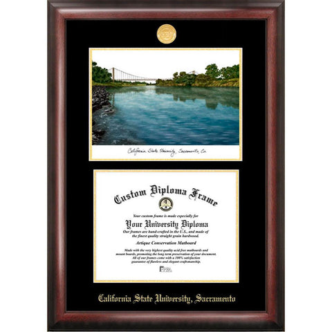 California State University, Sacramento Gold Embossed Diploma Frame With Limited Edition Lithograph