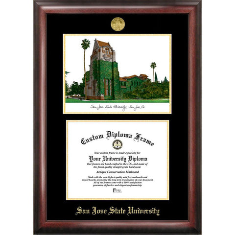 San Jose State University Gold Embossed Diploma Frame With Limited Edition Lithograph