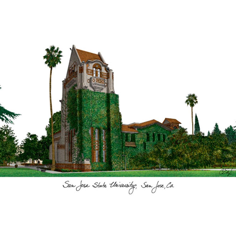 San Jose State University Campus Images Lithograph Print