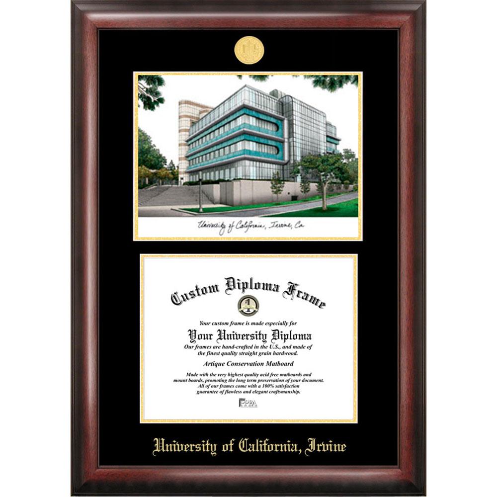 University Of California, Irvine Gold Embossed Diploma Frame With Limited Edition Lithograph