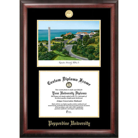 Pepperdine University Gold Embossed Diploma Frame With Limited Edition Lithograph